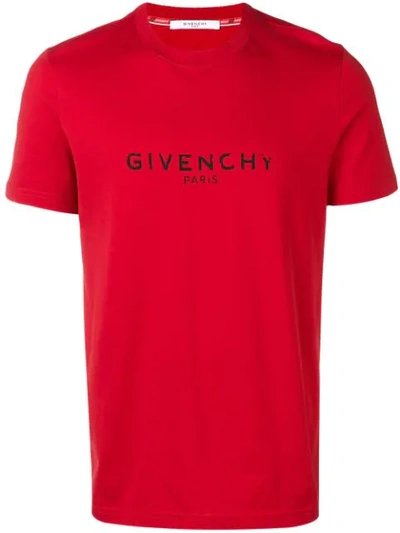 Shop Givenchy Distressed Logo T-shirt In Red