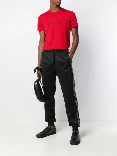 Shop Givenchy Distressed Logo T-shirt In Red