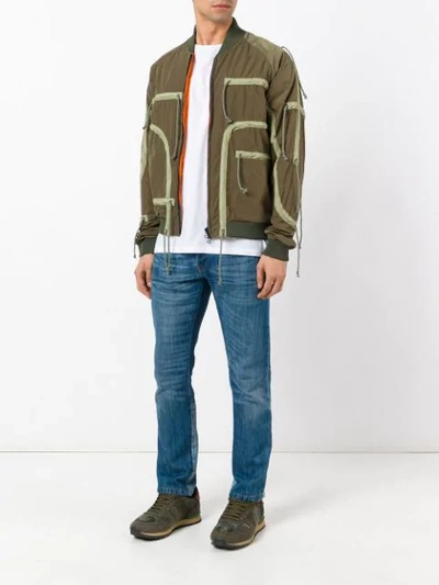 Shop As65 Contrast Trim Bomber Jacket In Green