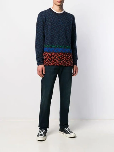 Shop Ps By Paul Smith Patterned Long Sleeve Jumper In Blue