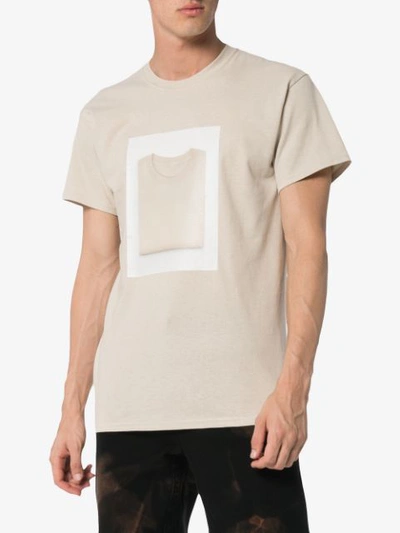 Shop Just A T-shirt White And Nude Ryan Gander Print Cotton T Shirt - Neutrals