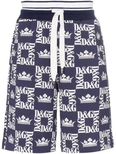 Shop Dolce & Gabbana Crown Logo Print Shorts In Blue