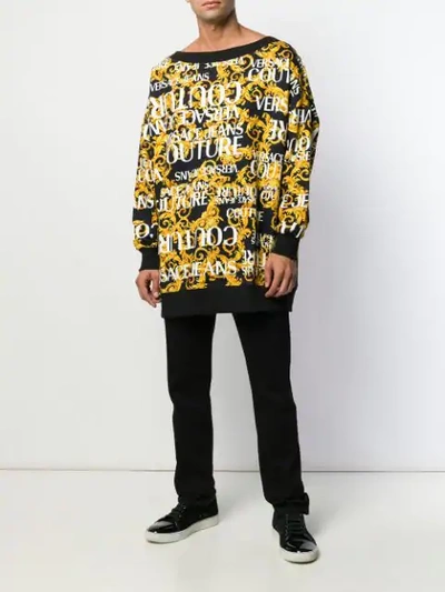 Shop Versace Jeans Sweatshirt Mit Barock-print In Neutrals
