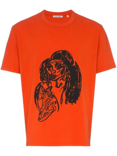 Shop Our Legacy Woman Printed Cotton T In Orange