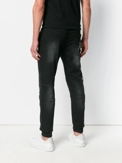 Shop Philipp Plein Original Biker Denim Joggers In Black