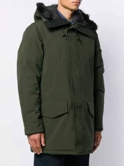 Shop Kenzo Padded Parka Coat In Green