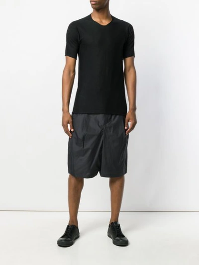 Shop Devoa Wide Leg Shorts - Black