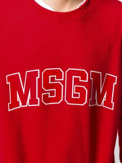 Shop Msgm Printed Logo Sweatshirt In Red