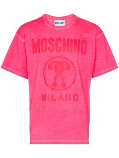 Shop Moschino Milano Logo Cotton T-shirt In Pink