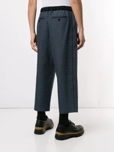 Shop Sacai Checked Cropped Trousers In Grey