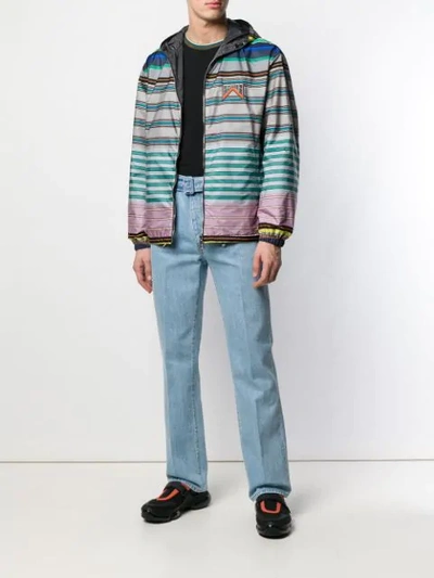 Shop Prada Striped Lightweight Jacket In Multicolour