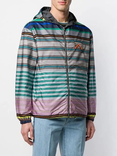 Shop Prada Striped Lightweight Jacket In Multicolour