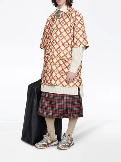 Shop Gucci Oversized Bowling Print Shirt In Neutrals