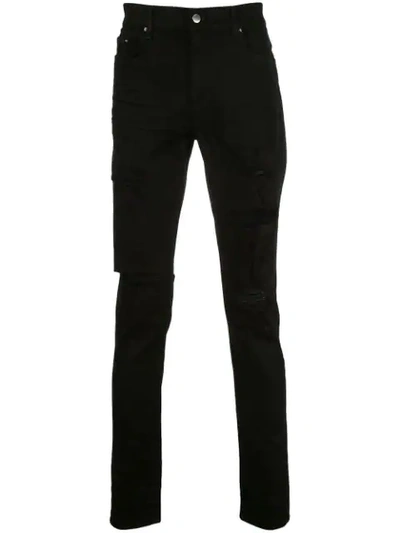 Amiri Distressed Slim Fit Jeans In Black
