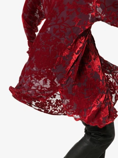 Shop Ann Demeulemeester Floral Jacquard Oversized Shirt In  Red