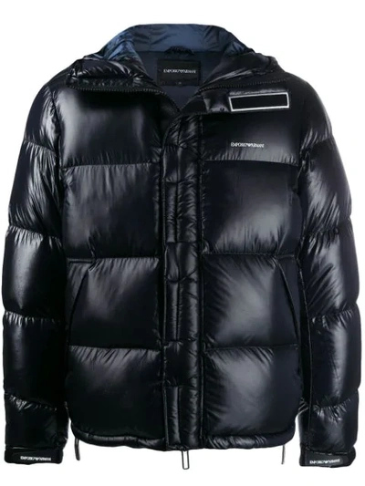 Emporio Armani Hooded Puffer Jacket In Blue | ModeSens