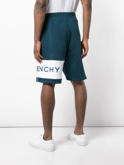 Shop Givenchy Logo Embroidered Track Shorts In Blue