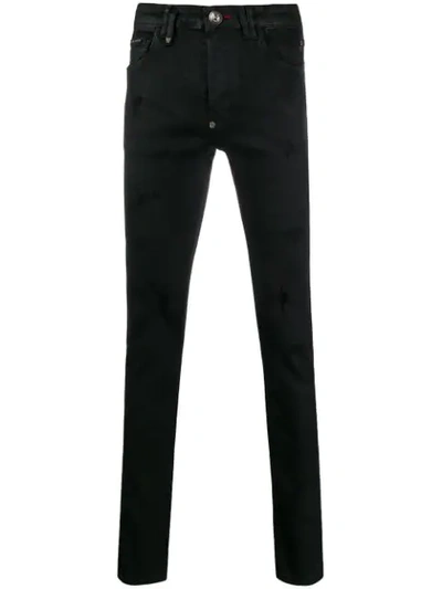 Shop Philipp Plein Distressed Skinny Jeans In Black