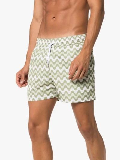 Shop Frescobol Carioca Copacabana Print Swim Shorts In Green