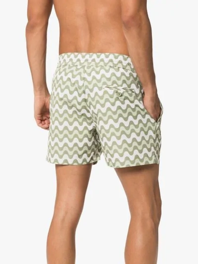 Shop Frescobol Carioca Copacabana Print Swim Shorts In Green