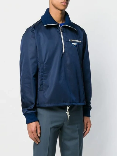 Shop Prada Half Zipped Lightweight Sweatshirt In Blue