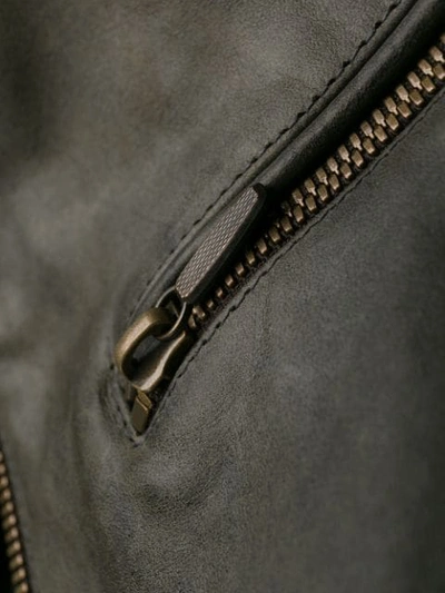 Shop Ajmone Distressed Slim-cut Jacket In Grey