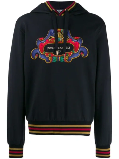 Shop Dolce & Gabbana Baroque Logo Print Hoodie In Hn27a Black