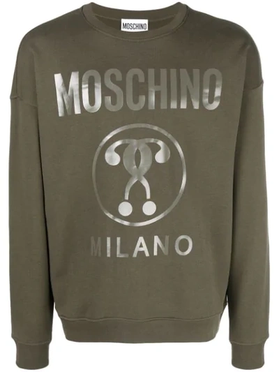 Shop Moschino Logo Patch Sweatshirt - Green