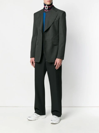 Shop Maison Margiela Wide Lapel Blazer - Grey