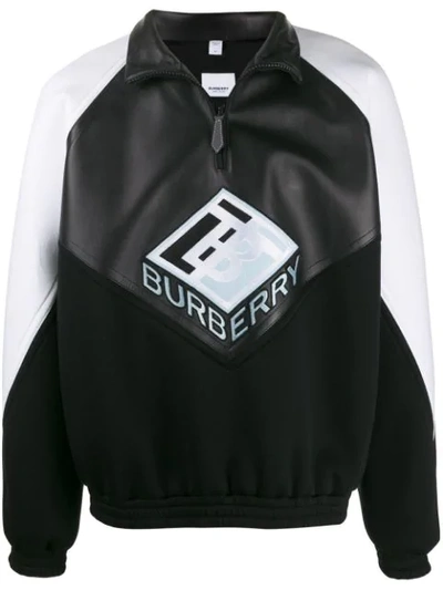 Shop Burberry Embroidered Motif Sweatshirt In A1189 Black