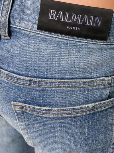 Shop Balmain Biker-jeans Mit Schmalem Bein In Blue