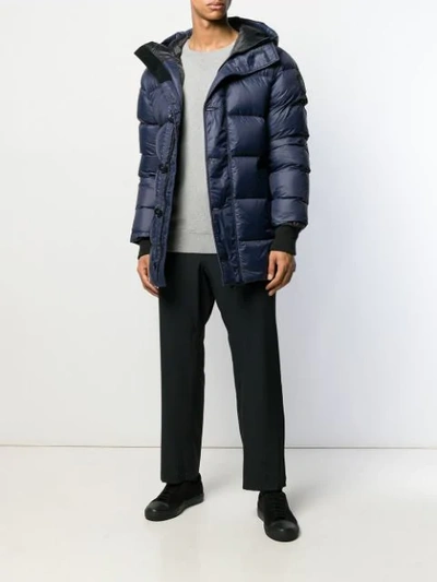 Shop Canada Goose Padded Hooded Coat In Blue