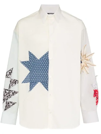 Shop Calvin Klein 205w39nyc Embroidered Detail Button-down Cotton Shirt In White