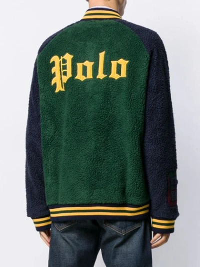 Shop Polo Ralph Lauren Towelled Logo Bomber Jacket In Green