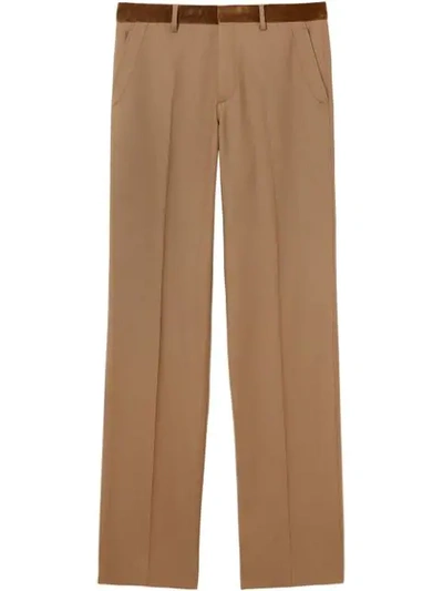 Shop Burberry Wool Flannel Tailored Trousers In Neutrals