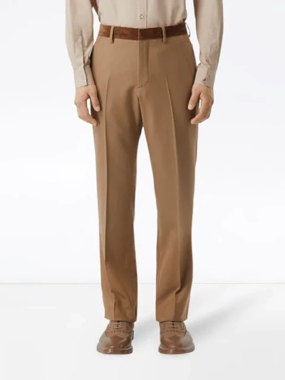 Shop Burberry Wool Flannel Tailored Trousers In Neutrals