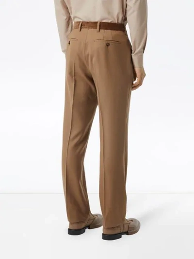 Shop Burberry Wool Flannel Tailored Trousers In Neutrals