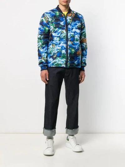 Shop Kenzo Reversible  World Puffer Jacket In Blue
