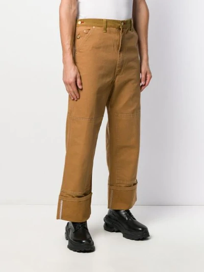 Shop Junya Watanabe Wide Leg Cropped Trousers In Brown