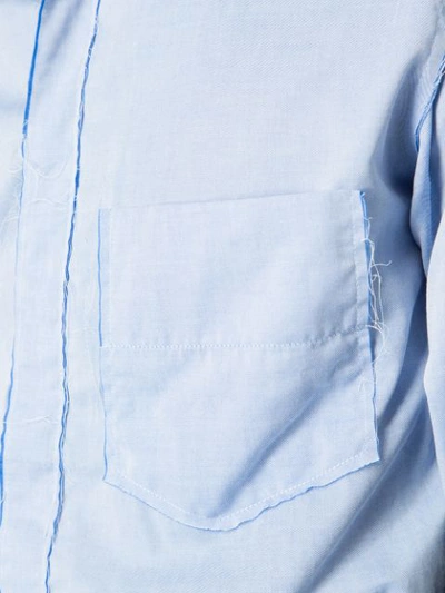 Shop Charles Jeffrey Loverboy Cropped Raw Hem Shirt In Blue