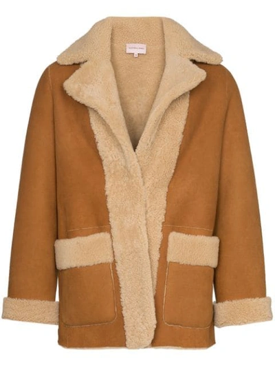 Shop Duo Graphic Printed Shearling Jacket In Beige