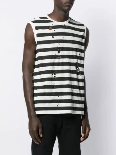 Shop Ann Demeulemeester Striped Tank Top In 005 Black & White