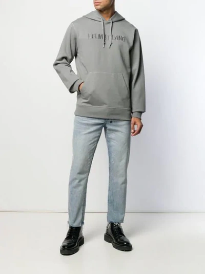 Shop Helmut Lang Kapuzenpullover Mit Logo In Grey