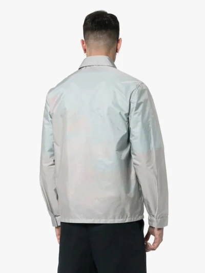 Shop Prada Zip Up Technical Jacket In F0dxn Acciaio + Nube