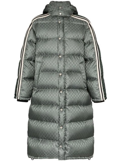 Shop Gucci Gg Supreme Padded Coat In Grey