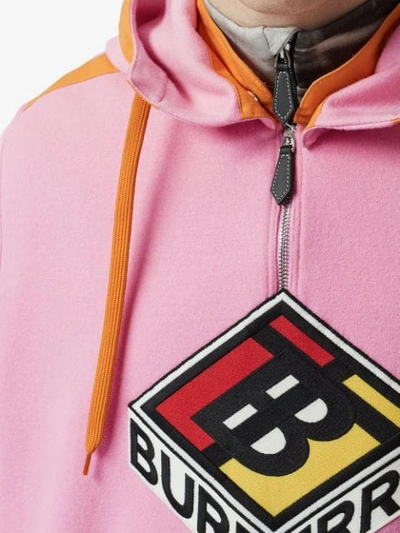 Shop Burberry Logo Hoodie In Pink