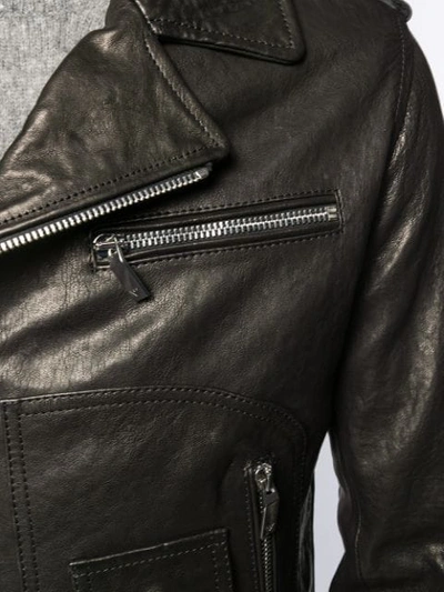 Shop Emporio Armani Classic Biker Jacket In Brown ,metallic