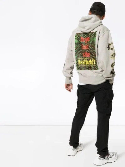 Shop Liam Hodges Contrast Printed Drawstring Hoodie In Grey