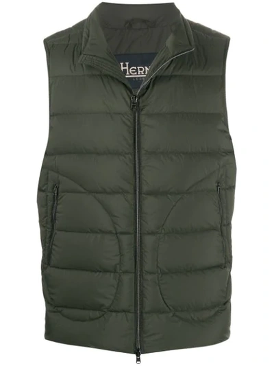 Shop Herno High-neck Padded Gilet In 7900 Green