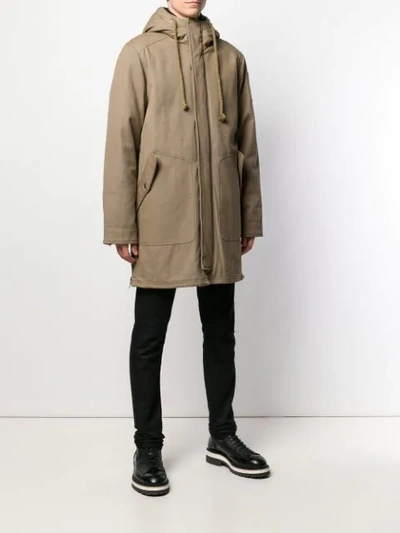 Shop Moose Knuckles Zipped Hooded Parka In Brown